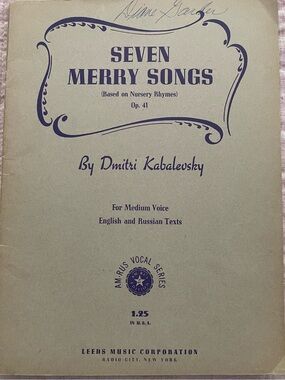 Seven Merry Songs Piano & Vocal Sheet Music by Dmitri Kabalevsky - 1948